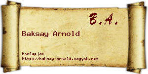Baksay Arnold névjegykártya